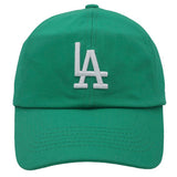 COTTON LA EMBROIDERED BALL CAP *available in navy, cognac, kelly green, red, pink, hot pink, lime, khaki, taupe