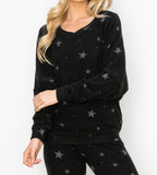 Comfy top with raglan sleeves top In our black stars print comfy brushed Jersey