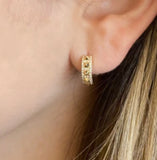Pyramid stud with diamonds huggie hoop earrings