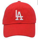 COTTON LA EMBROIDERED BALL CAP *available in navy, cognac, kelly green, red, pink, hot pink, lime, khaki, taupe