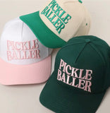 COTTON PICKLEBALL EMBROIDERED BALL CAP *available in white/pink, natural/green and pink/green