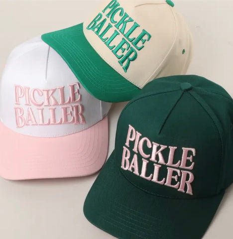 COTTON PICKLEBALL EMBROIDERED BALL CAP *available in white/pink, natural/green and pink/green