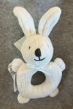 Cable knit bunny rattle *available in pink, cream, light blue, h. Grey