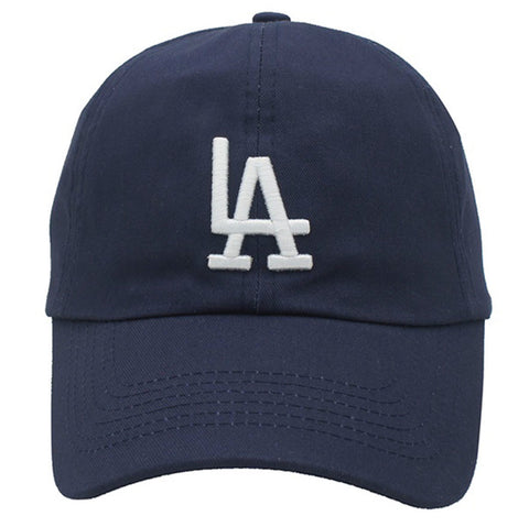 COTTON LA EMBROIDERED BALL CAP *available in navy, cognac, kelly green, red, pink, hot pink, lime, khaki, taupe