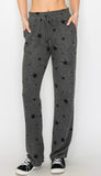 Charcoal Star print in lounge cozy jersey pants with elastic drawstring pants