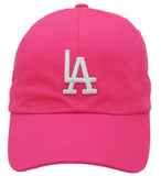 COTTON LA EMBROIDERED BALL CAP *available in navy, cognac, kelly green, red, pink, hot pink, lime, khaki, taupe