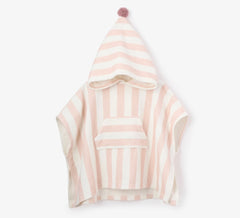 Pink Stripe Hooded Terry Poncho