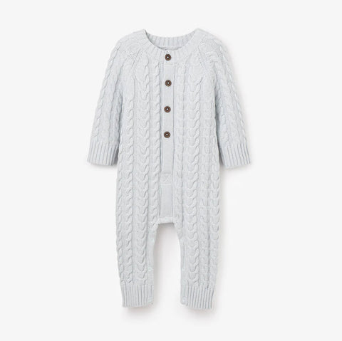 Pale Blue Horseshoe Cable Knit Baby Jumpsuit Cotton sweater knit baby one piece 6-9 months