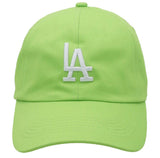 COTTON LA EMBROIDERED BALL CAP *available in navy, cognac, kelly green, red, pink, hot pink, lime, khaki, taupe
