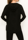 Comfy hoodie top in black in our cozy brushed jersey