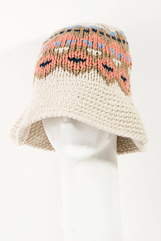Striped Fair Isle Crochet Knit Bucket Hat