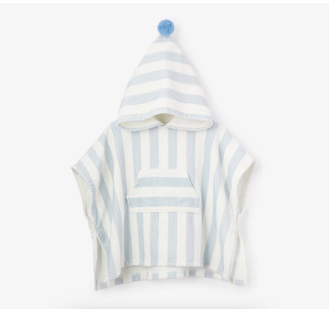 Blue Stripe Hooded Terry Poncho