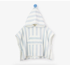 Blue Stripe Hooded Terry Poncho