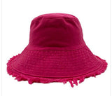 50 spf frayed edge cotton bucket hat-can be personalized or monogrammed * black, mint, hot pink, white khaki, grey