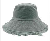 50 spf frayed edge cotton bucket hat-can be personalized or monogrammed * black, mint, hot pink, white khaki, grey