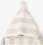 Taupe Stripe Hooded Terry Poncho