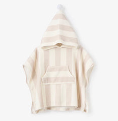 Taupe Stripe Hooded Terry Poncho