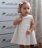 Baby blue seersucker overall with bubble hem and collared shirt- monogram available