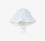 Reversible english rose print cotton tie on baby hat