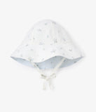 Reversible english rose print cotton tie on baby hat