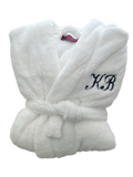 Plush toddler and youth size shawl collar bathrobe