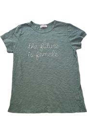 Green The Future is Female Embroidered Cotton Garment Dyed Slub Tee