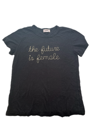 Black The Future is Female Embroidered Cotton Garment Dyed Slub Tee