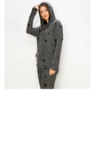 Comfy hoodie top in our charcoal stars print cozy brushed jersey