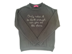 Only when it is dark enough, can you see the stars MLK quote in stock- New Longer Style Cozy black pullover sweatshirt
