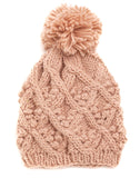 Chunky Knit Hat with Pom Pom  * ivory, blush, green, terracotta, mustard and black available