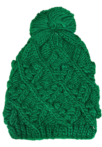Chunky Knit Hat with Pom Pom  * ivory, blush, green, terracotta, mustard and black available
