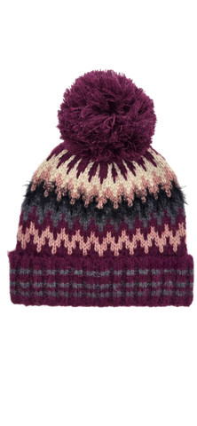 Winter Knit Hat with Pom Pom available in raspberry and black