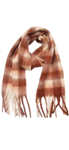 Cozy & Classic Winter Plaid Oblong Scarf in terracotta
