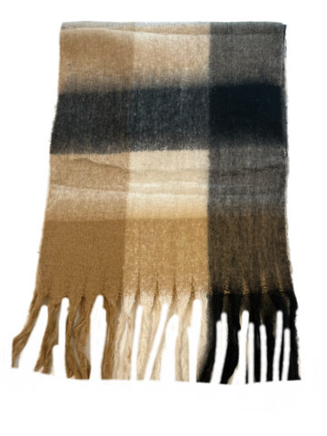 Cozy & Classic Winter Plaid Oblong Scarf in black