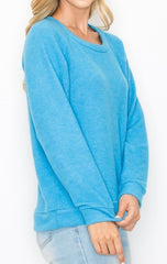 Comfy top with raglan sleeves in brushed Jersey- Ocean