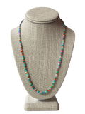 Rainbow multi opal gemstone necklace hand knotted with silk 14K yellow gold clasp
