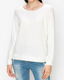 Comfy top with raglan sleeves in brushed Jersey- Ocean