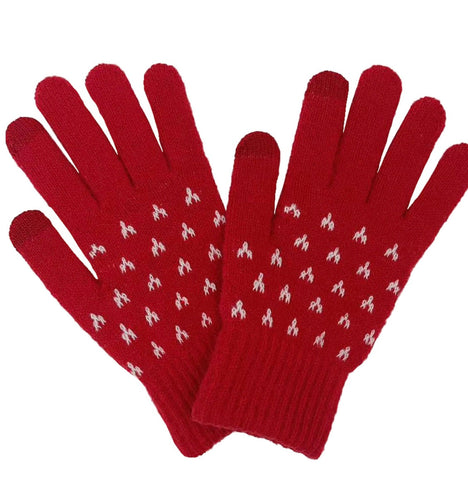 Winter knit holiday gloves with smart texting fingers