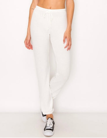Lounge comfy and cozy pants with elastic drawstring pants with elastic at ankles- Ivory