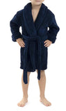 Plush toddler and youth size shawl collar bathrobe