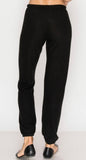 Our softest knit- Lounge pants with elastic drawstring pants with bands at ankles in black