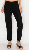 Our softest knit- Lounge pants with elastic drawstring pants with bands at ankles in black