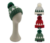 Holiday Winter Knit Hat with Pom Pom *red or green