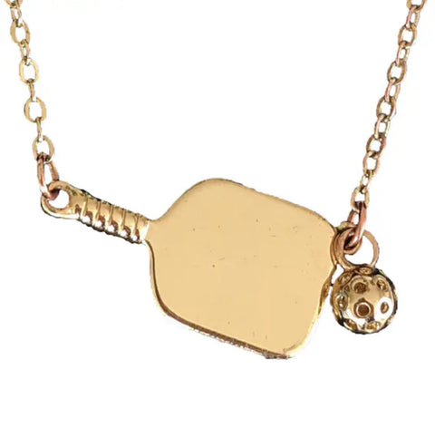 Pickleball necklace available in yellow or rhodium