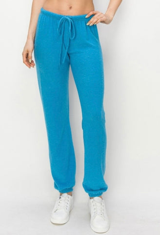 Lounge comfy and cozy pants with elastic drawstring pants with elastic at ankles- Ocean
