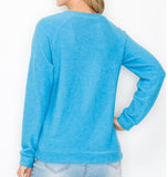 Comfy top with raglan sleeves in brushed Jersey- Ocean