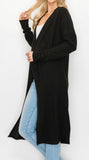 Comfy open front cardigan in our black comfy brushed Jersey