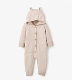 Taupe hooded sweater knit one piece 6-9 months *can be personalized