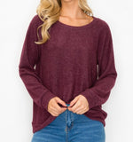 Comfy top with dolman sleeves top In our  prettiest shade of winer cherry cozy brushed Jersey