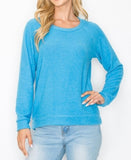 Comfy top with raglan sleeves in brushed Jersey- Ocean